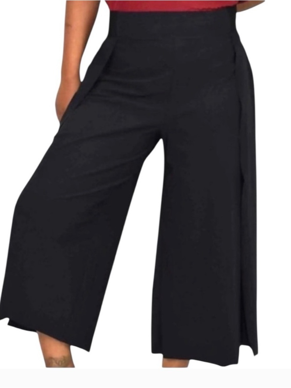 Athleta Cosmic Wrap Pant Black Wide Leg Crop Size 10 NWT